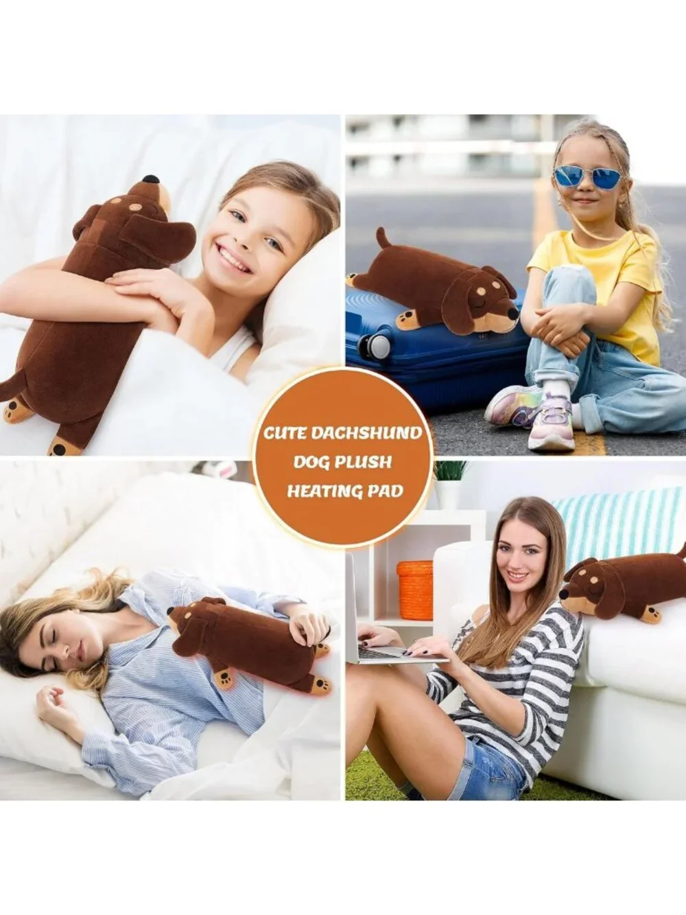 Microwavable Weighted Heating Pad for Cramps & Pain Relief - Cuddly Dog Plush